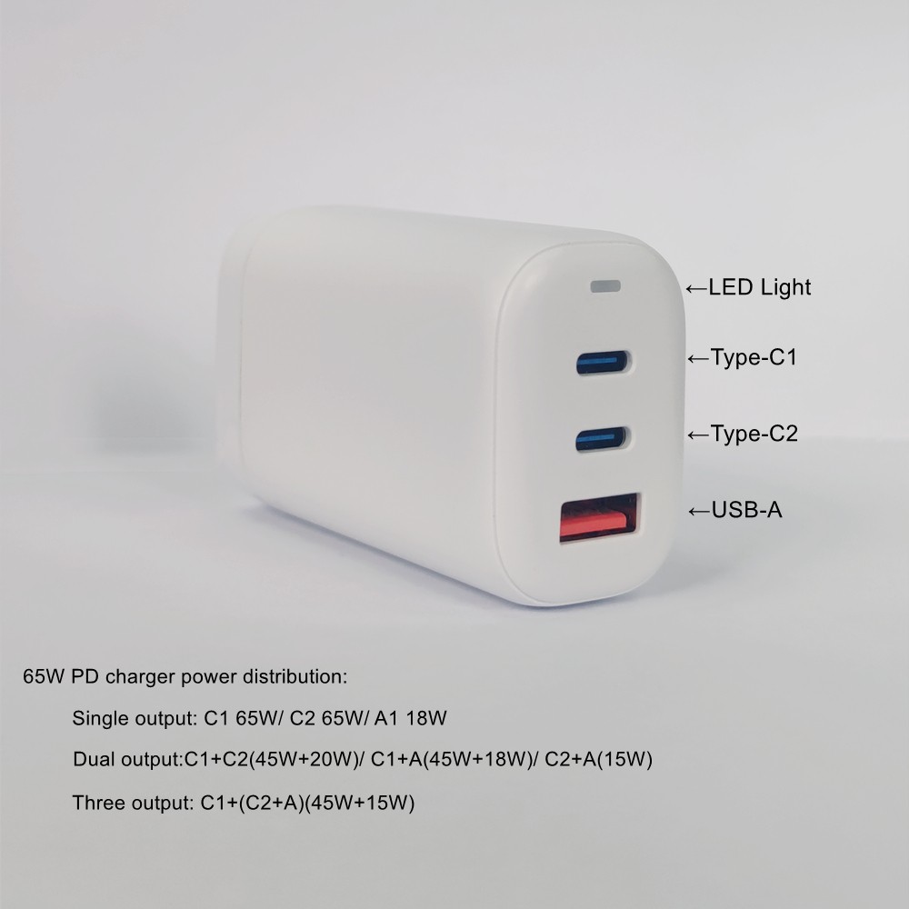 PD chargers GAN  65W with USB C fast charger